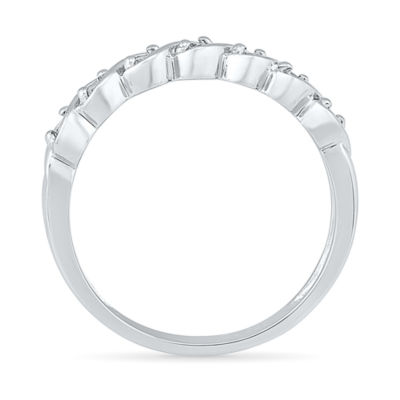Womens 2MM 1/6 CT. T.W. Natural White Diamond Sterling Silver Band