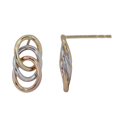 14K Tri-Color Gold 13mm Stud Earrings