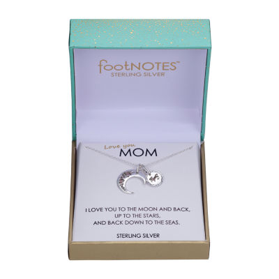 Footnotes Mom Womens Sterling Silver Moon Round 18 Inch Pendant Necklace