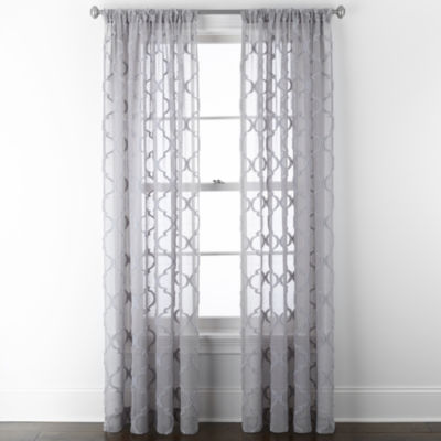 JCPenney Home Zuri Sheer Rod Pocket Single Curtain Panel