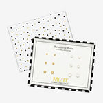 Mixit Gold Tone Crystal & Simulated Pearl Stud 6 Pair Earring Set