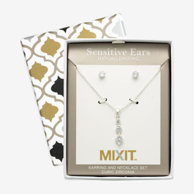 Mixit Womens Cubic Zirconia Hypoallergenic 2-pc. Jewelry Set