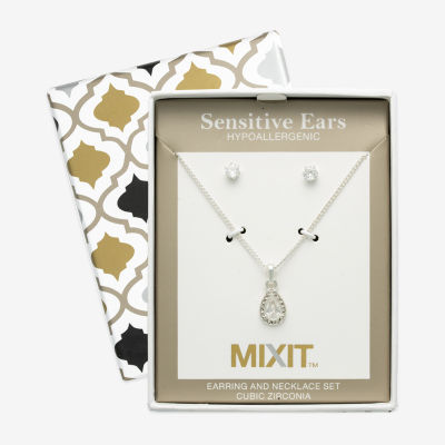 Mixit Womens Cubic Zirconia Hypoallergenic 2-pc. Jewelry Set