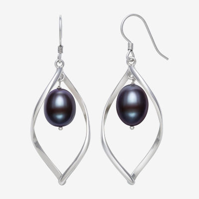 Womens Dyed White Cultured Freshwater Pearl Sterling Silver Drop Earrings