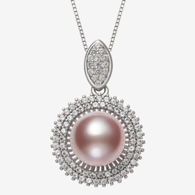 Womens White Cultured Freshwater Pearl Sterling Silver Inch Pendant Necklace