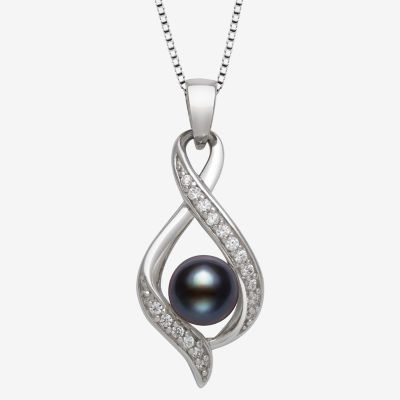 Womens Dyed White Cultured Freshwater Pearl Sterling Silver Pendant Necklace
