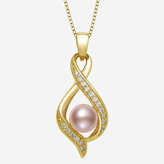 Womens White Cultured Freshwater Pearl 14K Gold Over Silver Pendant Necklace