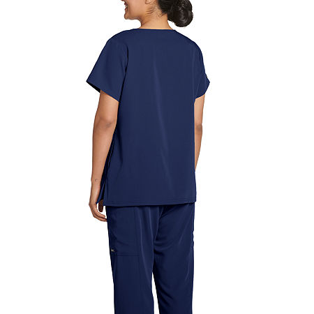 Jockey 2480 Sleek Womens Plus Henley Neck Stretch Fabric Short Sleeve Scrub Top, Xx-large, Blue