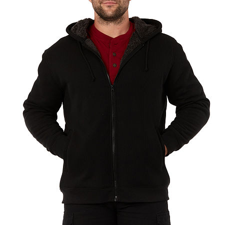 Smiths Workwear Sherpa Lined Thermal Mens Hooded Lined Midweight Jacket, Xx-large, Black