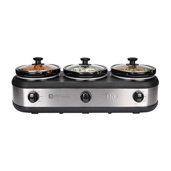 Triple Slow Cooker with 3 Spoons, 3 Pot 1.5 Quart Oval Crock Food
