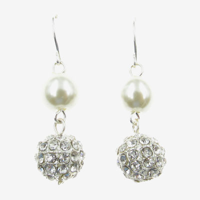 Vieste Rosa Womens Simulated Pearl Round Drop Earrings