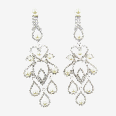 Vieste Rosa Simulated Pearl Chandelier Earrings, Color Silver JCPenney