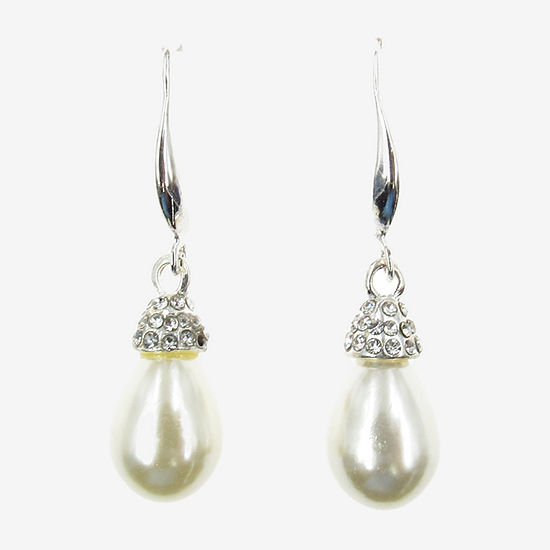 Vieste Rosa Crystal Simulated Pearl Drop Earrings