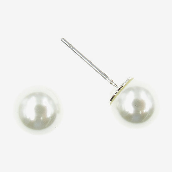 Vieste Rosa Simulated Pearl 8mm Ball Stud Earrings