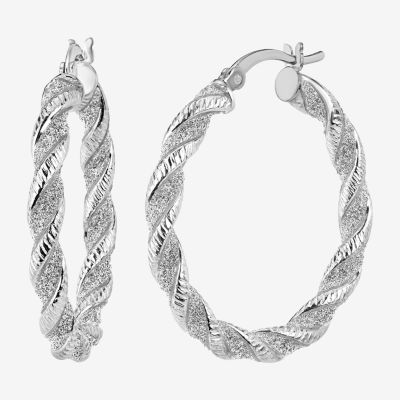 Womens Sterling Silver 35mm Hoop Earrings