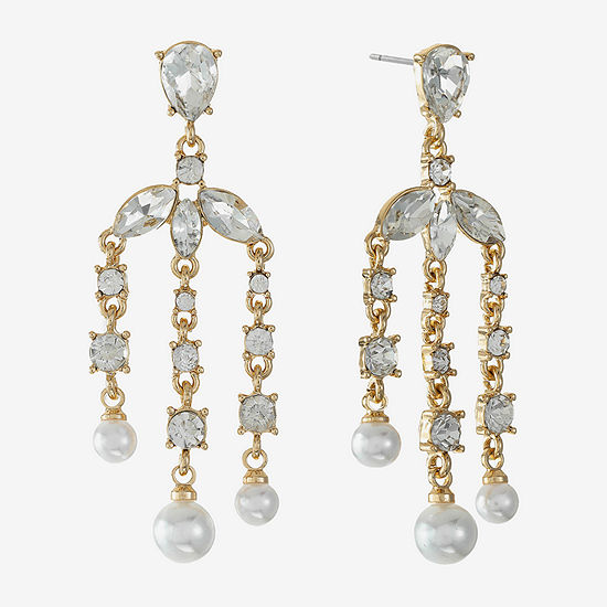 Monet Jewelry Simulated Pearl Chandelier Earrings