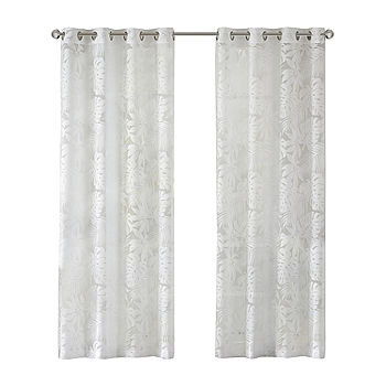 Madison Park Kauna Palm Leaf Sheer Grommet Top Single Curtain Panel Jcpenney