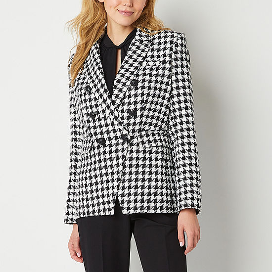 Worthington Womens Regular Fit Double Breasted Blazer, Color: Black ...