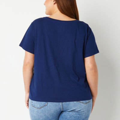 a.n.a Womens Plus V Neck Short Sleeve T-Shirt