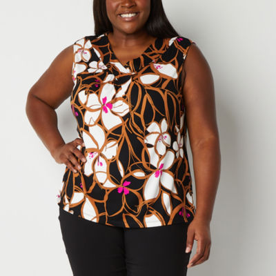 Jm Collection Plus Size Animal-Print V-Neck Top, Created for Macy's