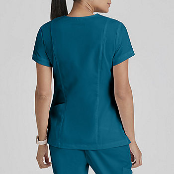 Greys Anatomy Classic Kira 4-Pocket Womens Plus V Neck Moisture Wicking  Short Sleeve Scrub Top - JCPenney