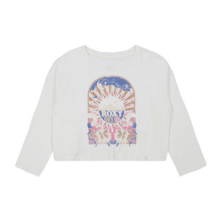 Roxy Big Girls Crew Neck Long Sleeve Graphic T-Shirt, 12-14 (l), Beige