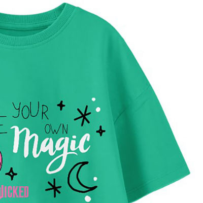 Big Kid Girls Crew Neck Short Sleeve Oversized Wicked Graphic T-Shirt