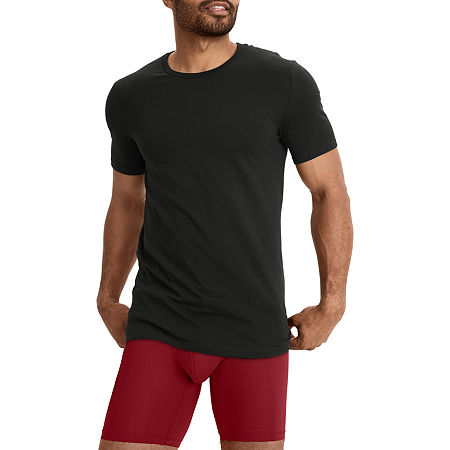 Jockey Cotton Stretch Mens 3 Pack Short Sleeve Crew Neck T-Shirt, Small, Black