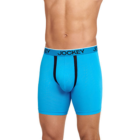 Jockey Chafe Proof Microfiber Mens 3 Pack Boxer Briefs, Large, Blue