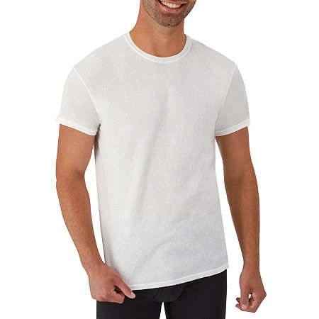 Hanes Cotton Fresh Iq Bonus Pack Mens 5 Pack Short Sleeve Crew Neck T-Shirt, Small, White