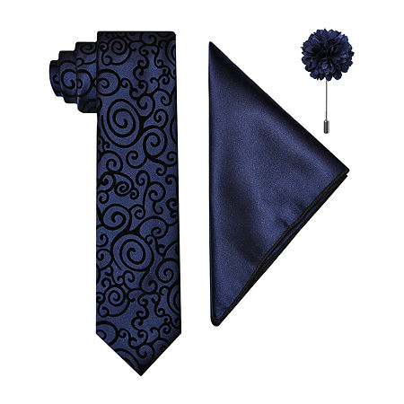 J. Ferrar Scroll Tie Set, One Size, Blue