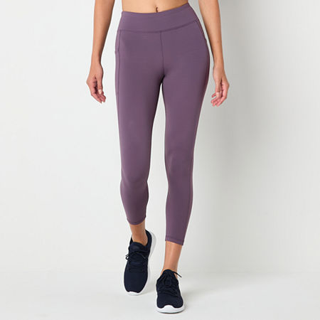 Xersion EverRestore Womens High Rise Moisture Wicking Cropped Legging, Large, Purple