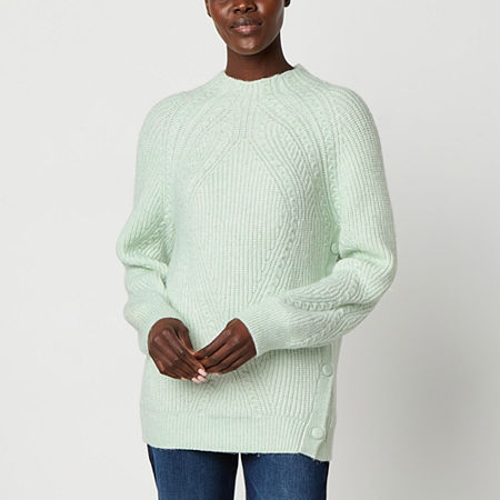 Liz Claiborne Womens Funnel Neck Long Sleeve Pullover Sweater, Xx-large, Green