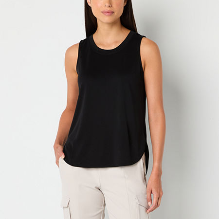 Stylus Womens Crew Neck Sleeveless Tank Top, X-large, Black