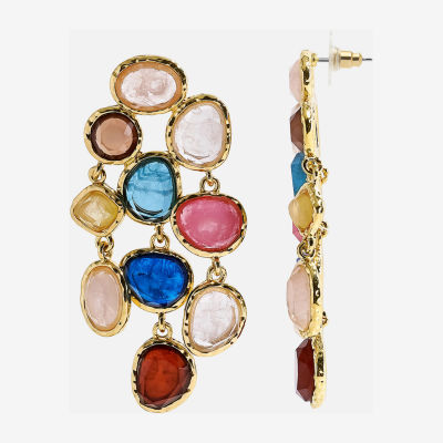Bijoux Bar Gold Tone Womens Multi Color Drop Earrings