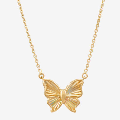 Womens 10K Gold Butterfly 18 Inch Pendant Necklace