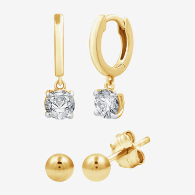 Yes, Please! Womens Lab Created White Sapphire Sterling Silver 2 Pair Jewelry Set