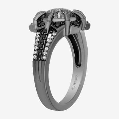 Enchanted Disney Fine Jewelry Maleficent(I, I2) Womens 1/10 CT. T.W. Genuine Black Quartz Sterling Silver Maleficent Cocktail Ring