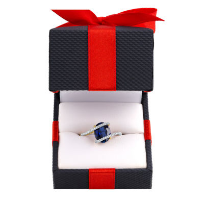 Womens 1/10 CT. T.W. Lab Created Blue Sapphire 10K Gold Cocktail Ring