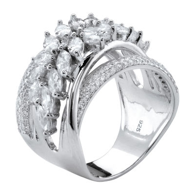 DiamonArt® Womens 4 1/4 CT. T.W. White Cubic Zirconia Platinum Over Silver Cocktail Ring