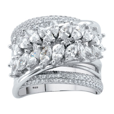 DiamonArt® Womens 4 1/4 CT. T.W. White Cubic Zirconia Platinum Over Silver Cocktail Ring