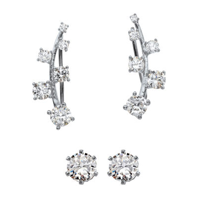 2 Pair DiamonArt® 1 3/4 CT. T.W. Cubic Zirconia Ear Climber and Stud ...