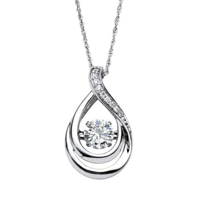 DiamonArt® Womens 1 1/10 CT. T.W.  White Cubic Zirconia Platinum Over Silver Pendant Necklace