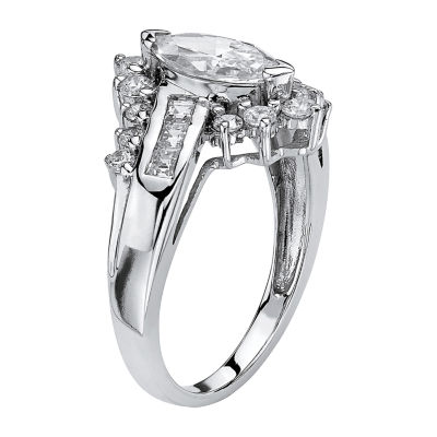 DiamonArt® Womens / CT. T.W. White Cubic Zirconia Platinum Over Silver Engagement Ring