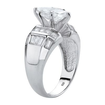 DiamonArt® Womens 3/4 CT. T.W. White Cubic Zirconia Platinum Over Silver Engagement Ring