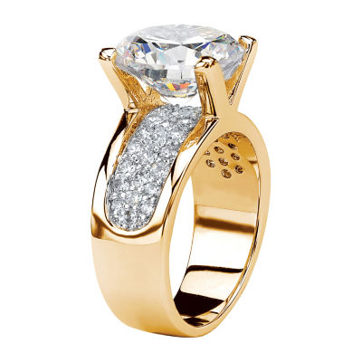 Womens White Cubic Zirconia 14K Gold Over Brass Engagement Ring