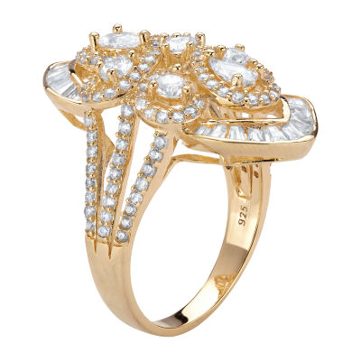 DiamonArt® Womens 1/ CT. T.W. White Cubic Zirconia 14K Gold Over Silver Cocktail Ring