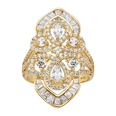 DiamonArt® Womens 1/ CT. T.W. White Cubic Zirconia 14K Gold Over Silver Cocktail Ring