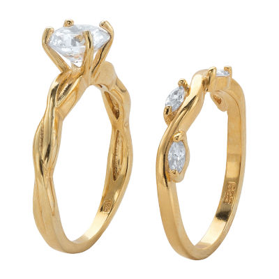 DiamonArt® Womens / CT. T.W. White Cubic Zirconia 14K Gold Over Silver Bridal Set