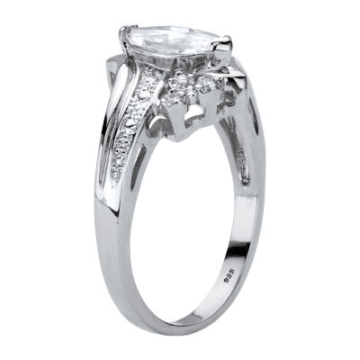 DiamonArt® Womens / CT. T.W. White Cubic Zirconia Platinum Over Silver Engagement Ring